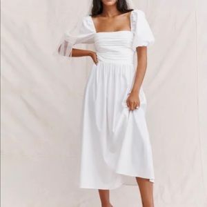 Reformation White Rachelle Midi-Length Dress - WORN ONCE